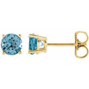 14K Yellow 5 mm Round Sky Blue Topaz Earrings