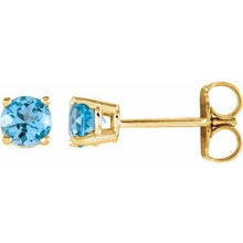 Load image into Gallery viewer, 14K Yellow 4 mm Round Sky Blue Topaz Earrings
