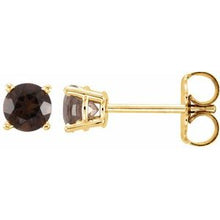 Load image into Gallery viewer, 14K Yellow 4 mm Round Smoky Quartz Earrings
