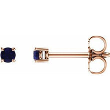 Load image into Gallery viewer, 14K Rose 2.5 mm Round Chatham¬Æ Created Blue Sapphire Earrings
