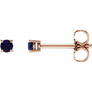 14K Rose 2.5 mm Round Chatham¬Æ Created Blue Sapphire Earrings