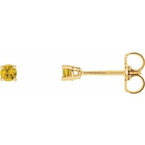 14K Yellow 2.5 mm Round Yellow Sapphire Earrings