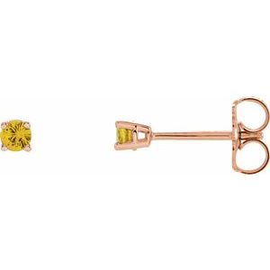 14K Rose 2.5 mm Round Yellow Sapphire Earrings