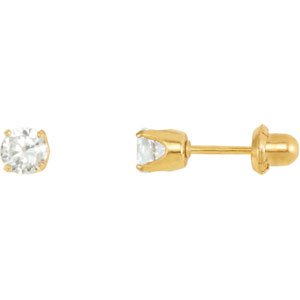 24K Gold-Plated Sterling Silver 5 mm Round Cubic Zirconia Piercing Stud Earrings