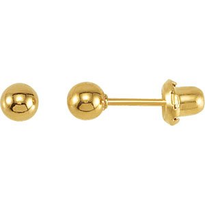 24K Gold Plated Sterling Silver Ball Stud Piercing Earrings