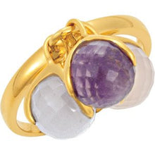 Load image into Gallery viewer, 18K Yellow Vermeil Rose Chalcedony Ring Size 6
