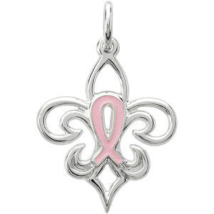 Sterling Silver 21.3X16.8 mm Pink Pourri Charm/Pendant