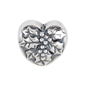 Sterling Silver 13.25x12 mm Mistletoe Heart Bead