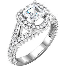 Load image into Gallery viewer, 14K White 5.5x5.5 mm Asscher Cubic Zirconia &amp; 1 CTW Diamond Engagement Ring
