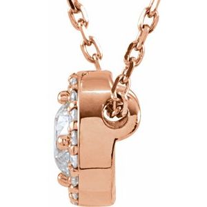 14K Rose 1/2 CTW Diamond Halo-Style 16" Necklace