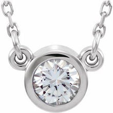 Charger l&#39;image dans la galerie, Sterling Silver 3 mm Round Imitation Citrine Bezel-Set Solitaire 16&quot; Necklace
