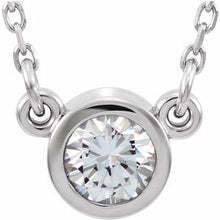Load image into Gallery viewer, Sterling Silver 4 mm Round Chatham¬Æ Lab-Created Alexandrite Bezel-Set Solitaire 16&quot; Necklace
