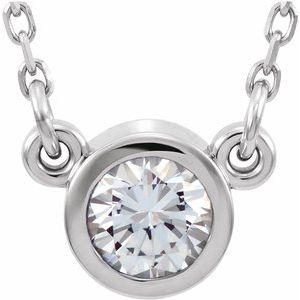 Sterling Silver 4 mm Round Chatham¬Æ Lab-Created Alexandrite Bezel-Set Solitaire 16" Necklace