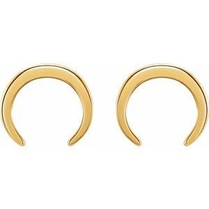 14K Yellow Crescent Earrings