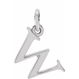 14K White Lowercase Initial W Pendant