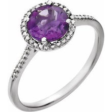 Charger l'image dans la galerie, Sterling Silver Amethyst &amp; .01 CTW Diamond Ring

