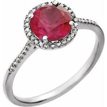 Load image into Gallery viewer, Sterling Silver Created Ruby &amp; .01 CTW Diamond Ring
