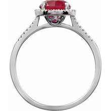 Load image into Gallery viewer, Sterling Silver Created Ruby &amp; .01 CTW Diamond Ring
