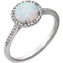 Load image into Gallery viewer, Sterling Silver Created Pink Opal &amp; .01 CTW Diamond Ring
