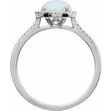 Load image into Gallery viewer, Sterling Silver Created Pink Opal &amp; .01 CTW Diamond Ring
