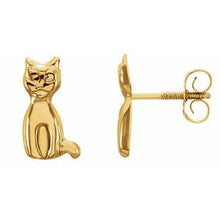 Load image into Gallery viewer, 14K Yellow Cat Earrings
