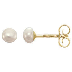14K Yellow White Freshwater Cultured Pearl Earrings