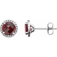 Load image into Gallery viewer, Sterling Silver Mozambique Garnet &amp; .01 CTW Diamond Earrings
