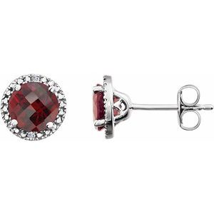 Sterling Silver Mozambique Garnet & .01 CTW Diamond Earrings