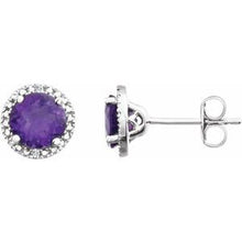 Load image into Gallery viewer, Sterling Silver Amethyst &amp; .01 CTW Diamond Earrings
