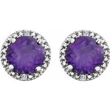 Load image into Gallery viewer, Sterling Silver Amethyst &amp; .01 CTW Diamond Earrings
