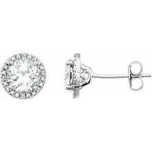 Load image into Gallery viewer, Sterling Silver Created White Sapphire &amp; .01 CTW Diamond Earrings
