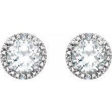 Load image into Gallery viewer, Sterling Silver Created White Sapphire &amp; .01 CTW Diamond Earrings
