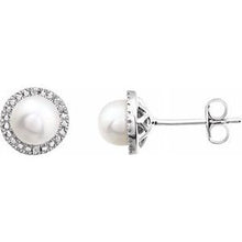 Load image into Gallery viewer, Sterling Silver Freshwater Cultured Pearl &amp; .01 CTW Diamond Earrings
