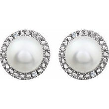 Load image into Gallery viewer, Sterling Silver Freshwater Cultured Pearl &amp; .01 CTW Diamond Earrings
