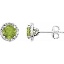 Load image into Gallery viewer, Sterling Silver Peridot &amp; .01 CTW Diamond Earrings
