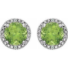 Load image into Gallery viewer, Sterling Silver Peridot &amp; .01 CTW Diamond Earrings
