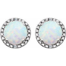 Load image into Gallery viewer, Sterling Silver Created Opal &amp; .01 CTW Diamond Earrings
