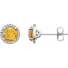 Load image into Gallery viewer, Sterling Silver Citrine &amp; .01 CTW Diamond Earrings
