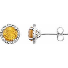 Load image into Gallery viewer, Sterling Silver Mozambique Garnet &amp; .01 CTW Diamond Earrings
