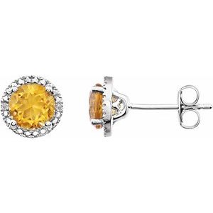 Sterling Silver Mozambique Garnet & .01 CTW Diamond Earrings