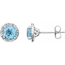 Load image into Gallery viewer, Sterling Silver Sky Blue Topaz &amp; .01 CTW Diamond Earrings
