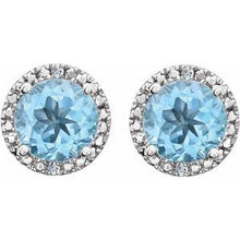 Load image into Gallery viewer, Sterling Silver Sky Blue Topaz &amp; .01 CTW Diamond Earrings
