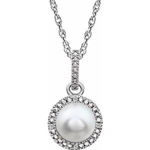 Sterling Silver Freshwater Cultured Pearl & .01 CTW Diamond 18