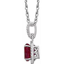 Load image into Gallery viewer, Sterling Silver Lab-Grown Ruby &amp; .01 CTW Diamond 18&quot; Necklace
