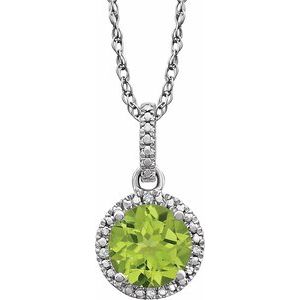 Sterling Silver Peridot & .01 CTW Diamond 18" Necklace