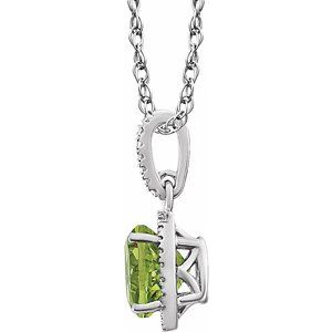 Sterling Silver Peridot & .01 CTW Diamond 18" Necklace