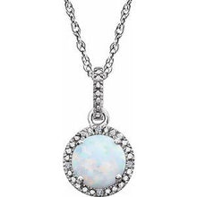 Load image into Gallery viewer, Sterling Silver Lab-Grown Opal &amp; .01 CTW Diamond 18&quot; Necklace
