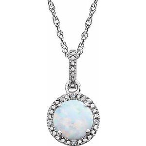 Sterling Silver Lab-Grown Opal & .01 CTW Diamond 18