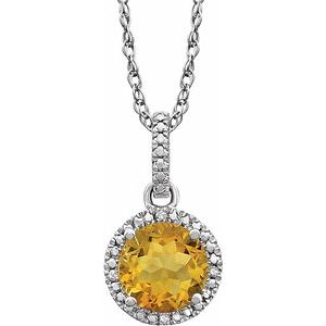 Sterling Silver Citrine & .01 CTW Diamond 18