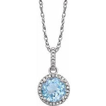 Load image into Gallery viewer, Sterling Silver Sky Blue Topaz &amp; .01 CTW Diamond 18&quot; Necklace
